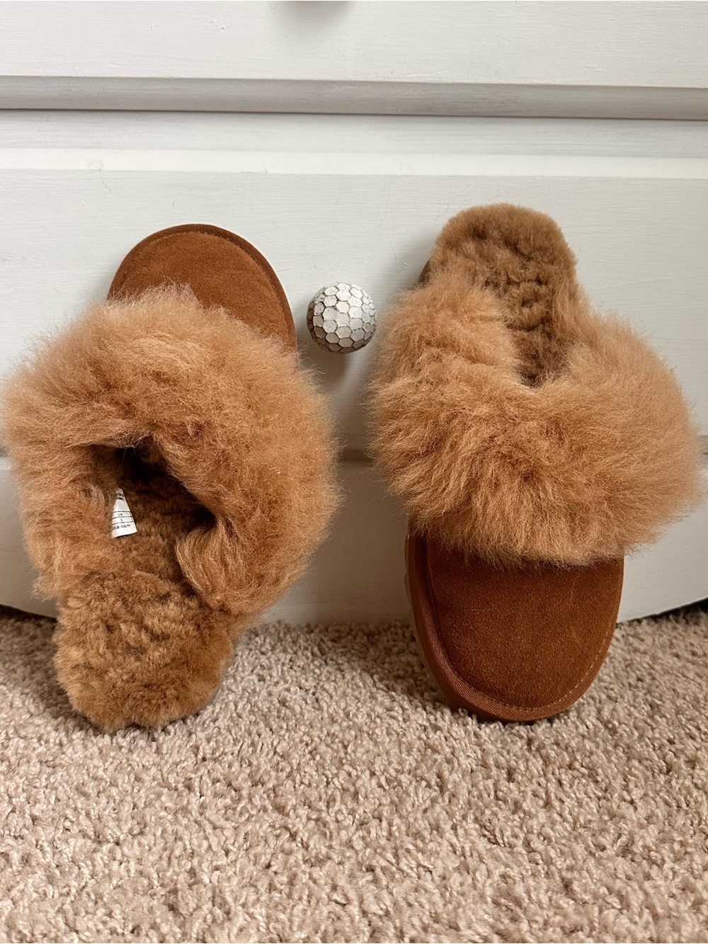 EMU Australia Jolie Sharky Curly Sheepskin Slippers Chestnut Size 7